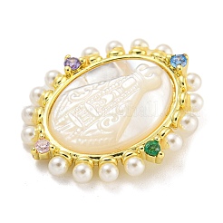 Rack Plating Brass Micro Pave Cubic Zirconia Pendants&nbsp;KK-G513-81G