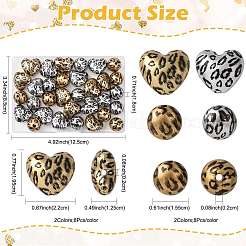 32Pcs 4 Styles Printed Acrylic Beads&nbsp;PACR-FS0001-12