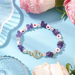 Natural Amethyst Chip Beaded Stretch Bracelets&nbsp;BJEW-JB10507