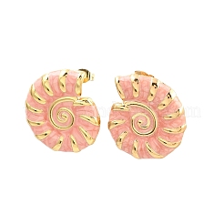 304 Stainless Steel Enamel Conch Stud Earrings&nbsp;EJEW-L276-01G-02