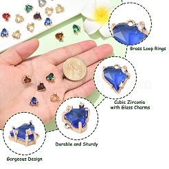 20Pcs Brass Micro Pave Cubic Zirconia with Glass Charms&nbsp;KK-YW0002-93