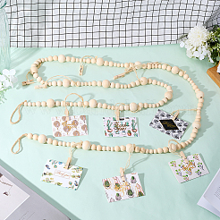 Wooden Bead Garland Hanging Photo Display with Clips&nbsp;DIY-WH20002-611A