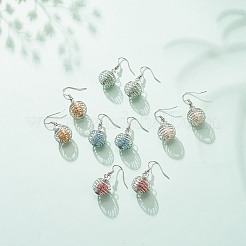 Natural Lava Rock Essential Oil Diffuser Dangle Earrings&nbsp;EJEW-JE05021