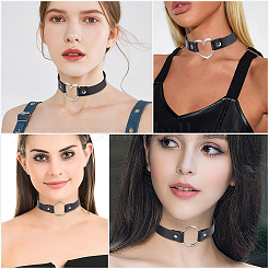 2Pcs 2 Styles Punk Rock Style PU Leather Necklaces&nbsp;NJEW-CL0001-27