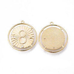 Brass Micro Pave Clear Cubic Zirconia Pendants&nbsp;KK-N232-158-NF