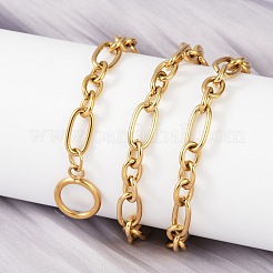 Ion Plating(IP) 304 Stainless Steel Figaro Chain Necklaces&nbsp;NJEW-O124-03G