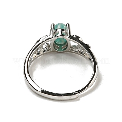 Oval Natural Amazonite Adjustable Rings&nbsp;RJEW-Q818-01P-01B