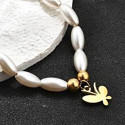 304 Stainless Steel Butterfly Charm Bracelets for Women&nbsp;BJEW-C098-08G
