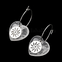 Natural & Synthetic Gemstone & 304 Stainless Steel Hoop Earrings for Women&nbsp;EJEW-G475-01P