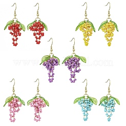 Grape Weave Glass Seed Beads Dangle Earrings&nbsp;EJEW-MZ00731