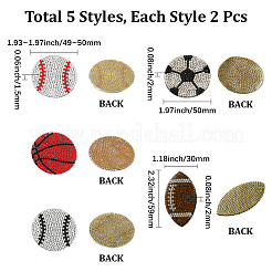 10Pcs 5 Styles Sports Resin & Glass Hotfix Rhinestone&nbsp;DIY-GF0014-27
