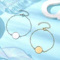 2Pcs 2 Colors 304 Stainless Steel Round Cabochon Setting Bracelets&nbsp;BJEW-JB11089