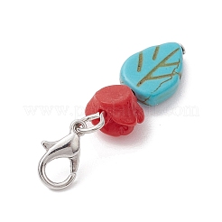 Dyed Synthetic Turquoise Leaf Pendants Decorations&nbsp;HJEW-JM02020