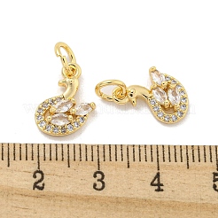 Brass Micro Pave Clear Cubic Zirconia Charms&nbsp;KK-Z044-33G