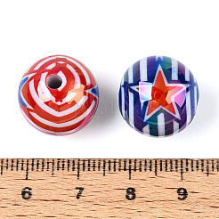 Independence Day Theme Printed Opaque Acrylic Beads&nbsp;MACR-T048-10A