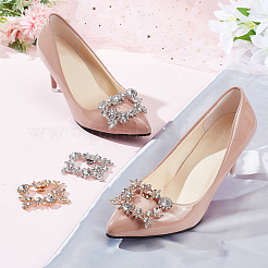 4Pcs 2 Colors Alloy Crystal Rhinestone Wedding Shoe Decorations&nbsp;FIND-CP0001-41B