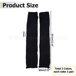 2 Pairs 2 Colors Polyester Long Fingerless Gloves&nbsp;AJEW-HS0001-22