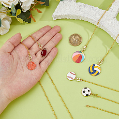 6Pcs Sports Ball Alloy Enamel Charms Ceiling Fan Pull Chain Extenders&nbsp;HJEW-DC00084