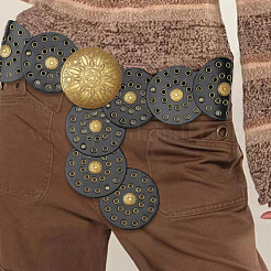 Vintage PU Leather Hollow Corset Belts with Disc Alloy Clasps&nbsp;AJEW-WH20070-089A