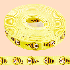 Polyester Bees Printed Grosgrain Ribbons&nbsp;SRIB-WH20020-018E
