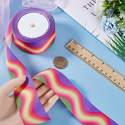 10M Gradient Color Polyester Grosgrain Ribbon&nbsp;OCOR-WH0078-74B