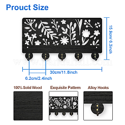 Wood & Iron Wall Mounted Hangers&nbsp;HJEW-WH0055-100