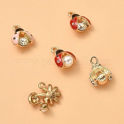 5Pcs 5 Styles Alloy Rhinestones Pendants&nbsp;ENAM-YW0003-37