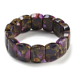 Synthetic Rectangle Gold Clinquant Stone Stretch Bracekets&nbsp;G-P549-01C