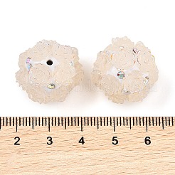 Polymer Clay Rhinestone Beads with Embossed Luminous Acrylic Roses&nbsp;CLAY-H003-06D