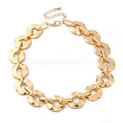 Iron & Alloy Flat Round Link Chain Necklaces for Women&nbsp;NJEW-U046-04G