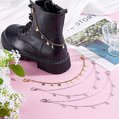 4Pcs 2 Styles Brass & 304 Stainless Steel Boot Strap Chains&nbsp;HJEW-UN00053
