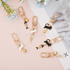 6 Sets 3 Style Cat & Fishbone Alloy Enamel Charms Pendants Decoration&nbsp;KEYC-CA0001-51