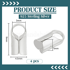 4Pcs Column Sterling Silver Cord Ends&nbsp;STER-BC0004-47S