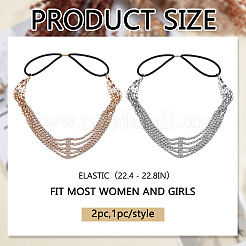 2Pcs 2 Colors Iron with Rhinestone Elastic Headband&nbsp;OHAR-ME0001-08