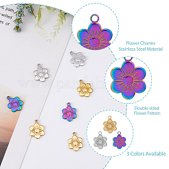18Pcs 3 Colors 201 Stainless Steel Pendants&nbsp;STAS-DC0013-92