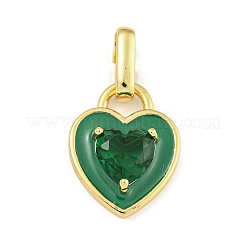 Rack Plating Heart Brass & Cubic Zirconia & Enamel Pendants&nbsp;KK-Z053-28G