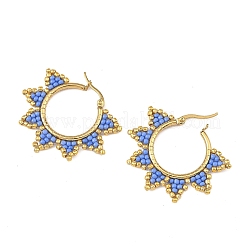 Glass Beaded Hoop Earrings&nbsp;EJEW-MZ00750-01