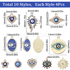 40Pcs 10 Styles Alloy Crystal Rhinestone Pendants&nbsp;FIND-SC0006-74