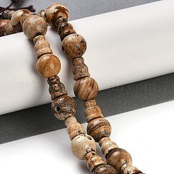 Natural Picture Jasper 3-Hole Guru Beads Strands&nbsp;G-H064-E06-01