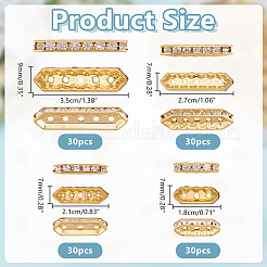 120Pcs 4 Styles Alloy Crystal Rhinestone Spacer Bars&nbsp;FIND-ME0004-07G