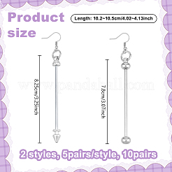 10 Pairs 2 Styles Brass with Iron & Alloy Bar Beadable Hoop Earring Findings&nbsp;EJEW-UN00035