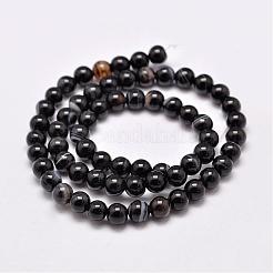 Natural Black Agate Bead Strands&nbsp;G-G962-6mm-12