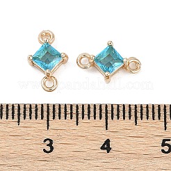 Brass Pave Glass Rhombus Links Connector Charms&nbsp;GLAA-Q088-001C