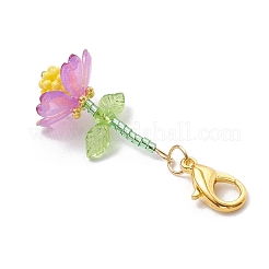 Handmade Glass Seed Beaded and Acylic Flower Pendant Decorations Sets&nbsp;HJEW-MZ00255
