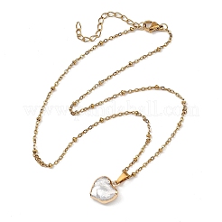 Baroque Natural Keshi Pearl Heart Pendant 304 Stainless Steel Satellite Chain Necklaces for Women&nbsp;NJEW-JN06238