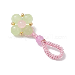 Baking Paint Imitation Jade Glass Woven Clover Pendant Decorations&nbsp;HJEW-JM03148-05