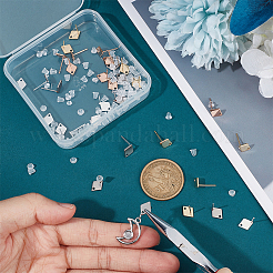 32Pcs 4 Color 201 Stainless Steel Rhombus Stud Earring Findings&nbsp;STAS-UN0047-06