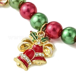 Christmas Bell & Candy Cane & Deer Alloy Enamel Charm Bracelets&nbsp;BJEW-JB10823