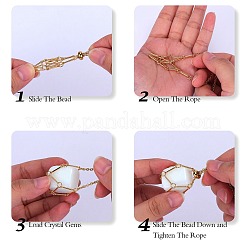 2Pcs 2 Style Brass Braided Macrame Pouch Empty Stone Holder for Pendant Necklaces Making&nbsp;NJEW-SZ0001-65B
