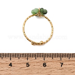 Adjustable 304 Stainless Steel Natural African Turquoise(Jasper) Cuff Open Rings&nbsp;RJEW-P187-01G-07